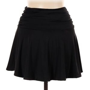 Nasty Gal Ruched Slinky Black Mini Circle Skirt Skater Skirt Low Waist Small